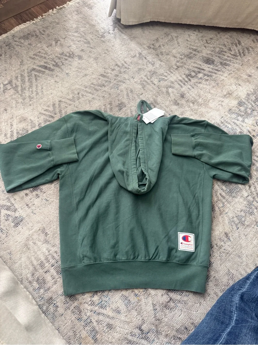 Champion Teal Green Pullover Hoodie with Front Pockets
